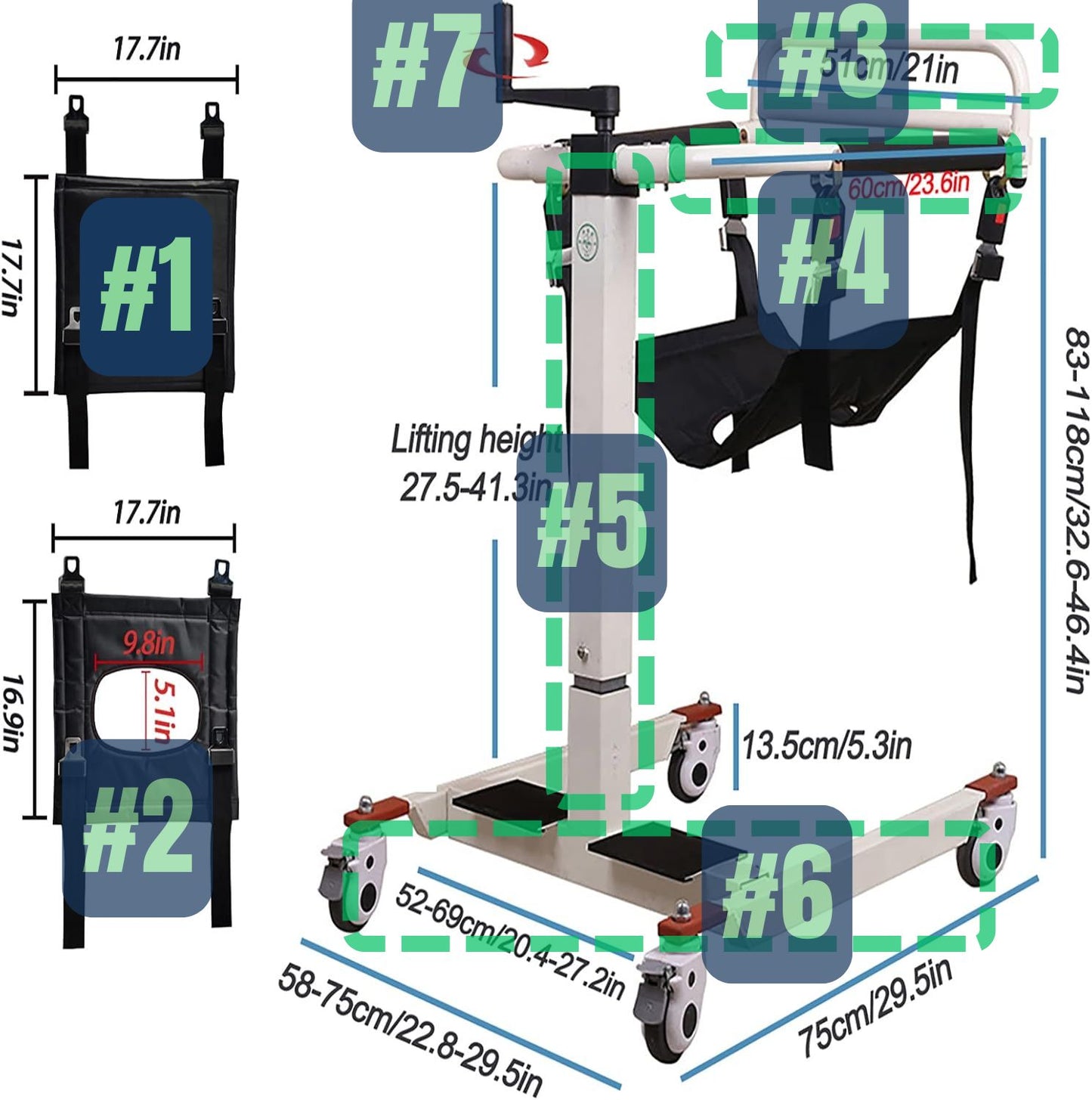 Replacement Parts for NUOZE™ Patient Transfer Lift Chairs (Manual Version)