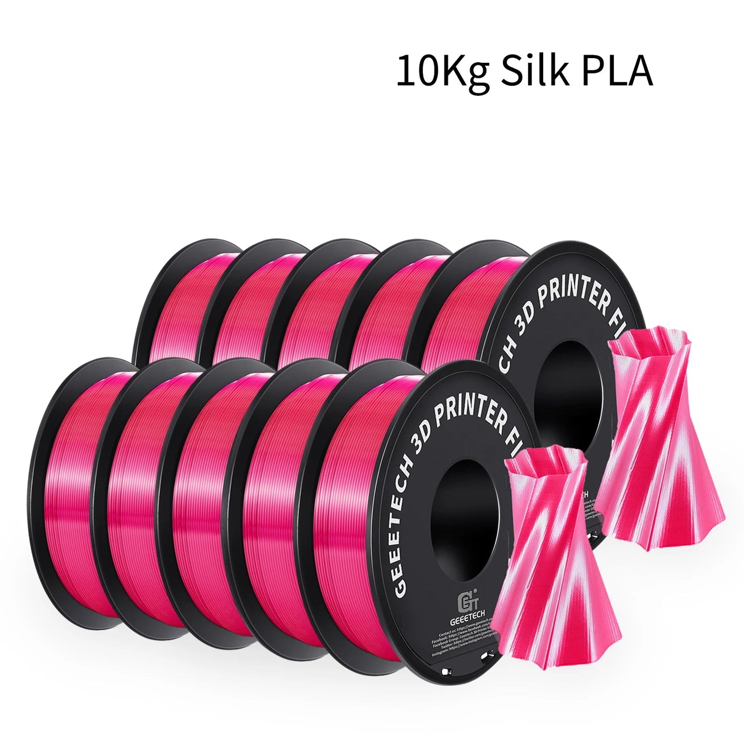 GEEETECH 10Kg 3d Silk PLA Filament 1.75mm Spool Wire For 3D Printer Material,Safety, Vacuum packaging - NV LIQUIDATION LLC