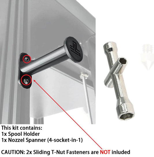 Nozzle Wrench Spanner + Mini Spool Holder, Rack for 1 KG Printing Filament spools - Frame-Attachable Mini KG Spool Holder + Universal Nozzle Spanner (1 x Set) - GreatDealsNV.com