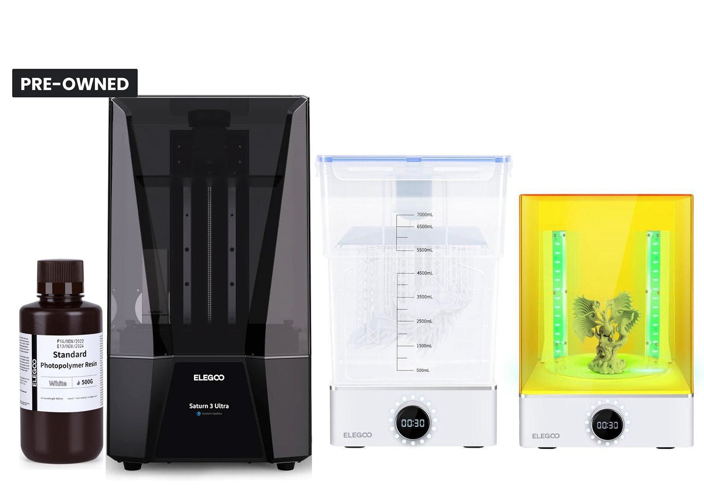 3-Step 【Super Combo】 ELEGOO Resin 3D Printer Washing Curing Most Complete Set - Elegoo Saturn Mars Beats Anycubic Creality - Pour Resin and Print! - NV LIQUIDATION LLC