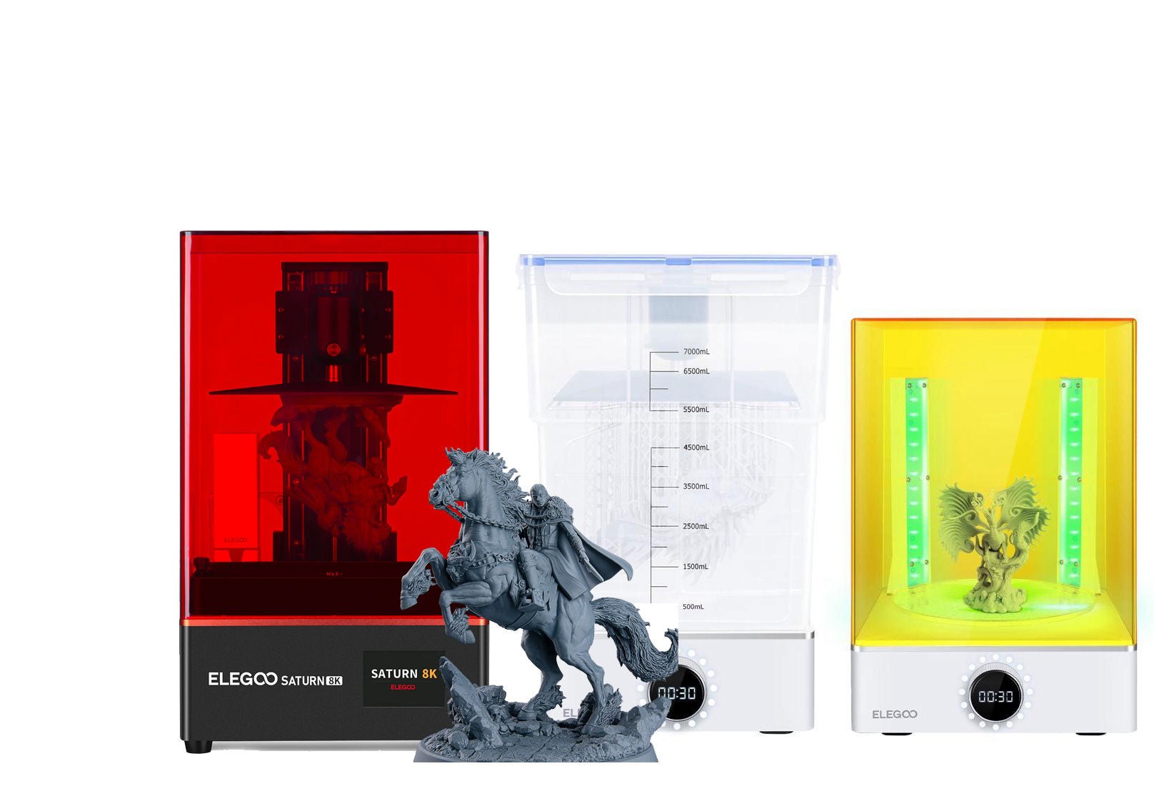 3-Step 【Super Combo】 ELEGOO Resin 3D Printer Washing Curing Most Complete Set - Elegoo Saturn Mars Beats Anycubic Creality - Pour Resin and Print! - NV LIQUIDATION LLC