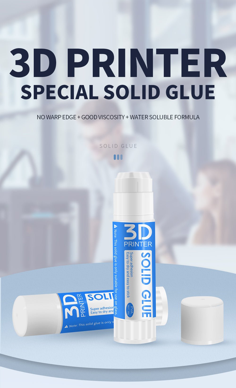 3pcs Imprimante 3D Solid Glue Stick Anti Edge Warping Colle Adhésive Non  toxique Lavable pour Hot Bed Plate Plate-forme Plaque de verre