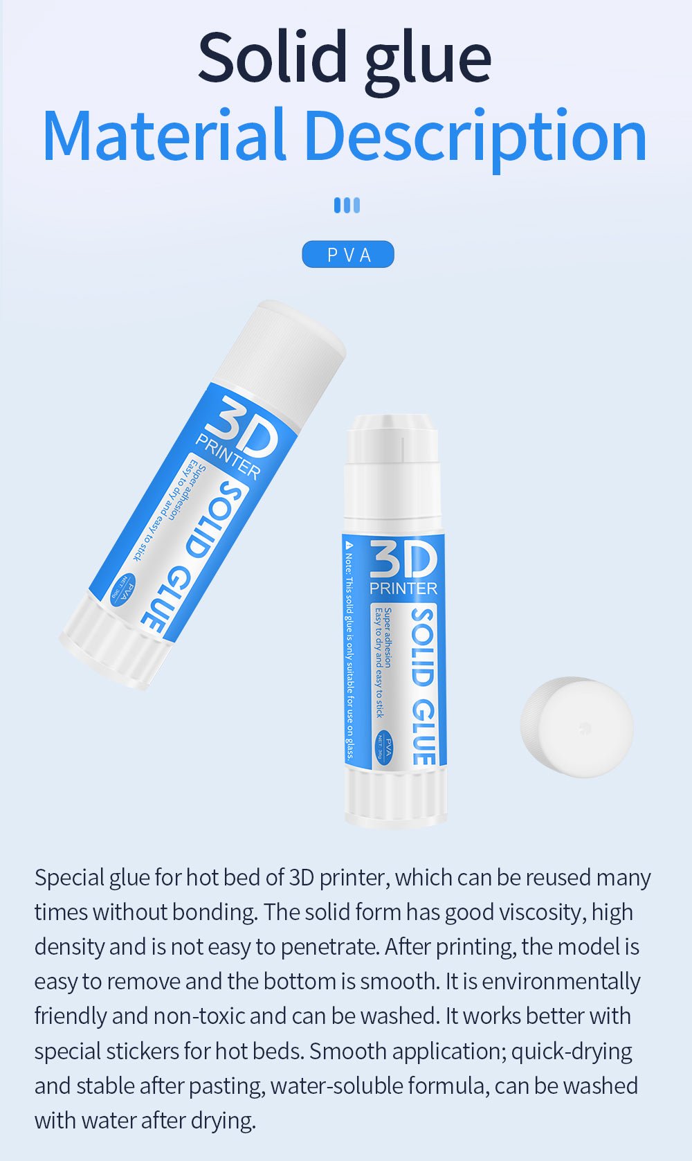 TEQStone 3D Printer Adhesive Glue for Build Plates, Perfect First Layer Adhesion, Easy Release, Prevents Warping on Heat Bed for ABS PLA PETG
