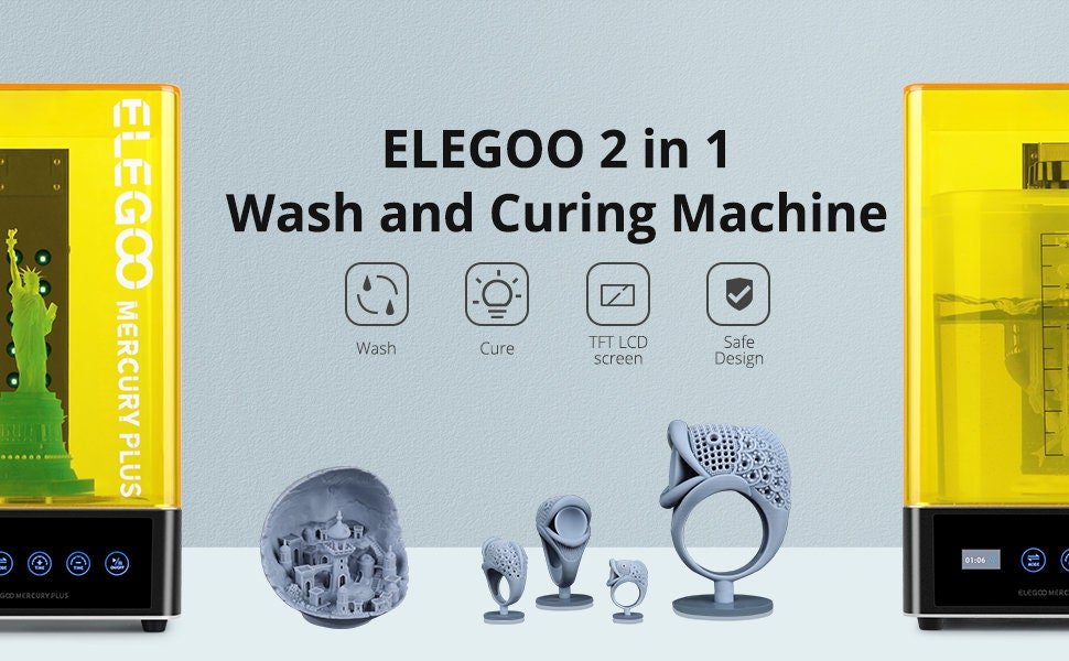 ELEGOO Mercury Plus 2-in-1 Washing and Curing Station 【Full Kit】 Resin Cleaning & Curing - GreatDealsNV.com